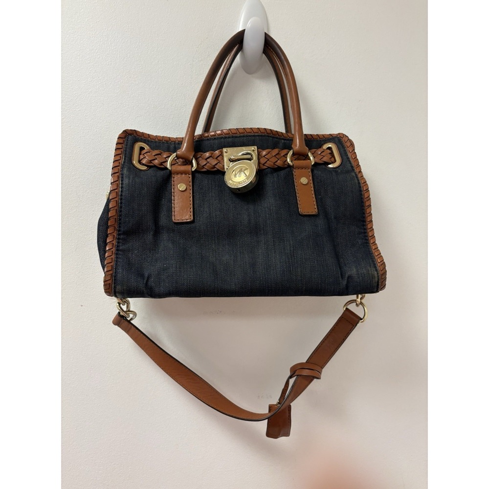 Michale Kors Whipped Hamilton Tote Bag Brown Leather "Straps Show Wear"